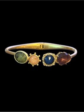 Kate Spade Perfecly Imperfect gold tone multi gemstone hinged cuff  bracelet
